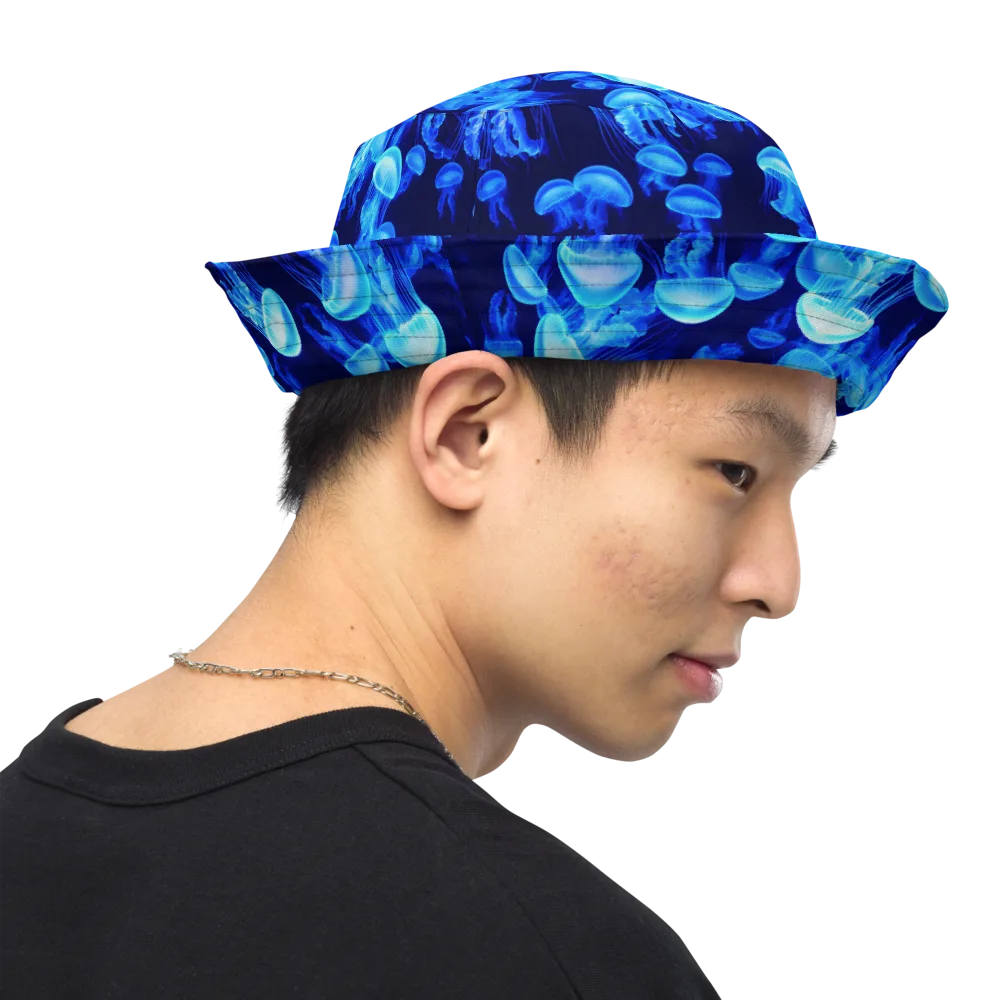 Azure Bloom on Reversible Bucket Hat — Right Outside