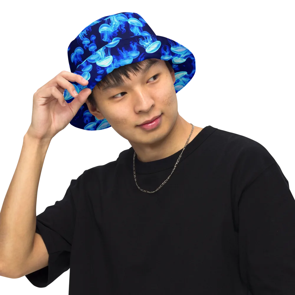 Azure Bloom on Reversible Bucket Hat — Front Inside