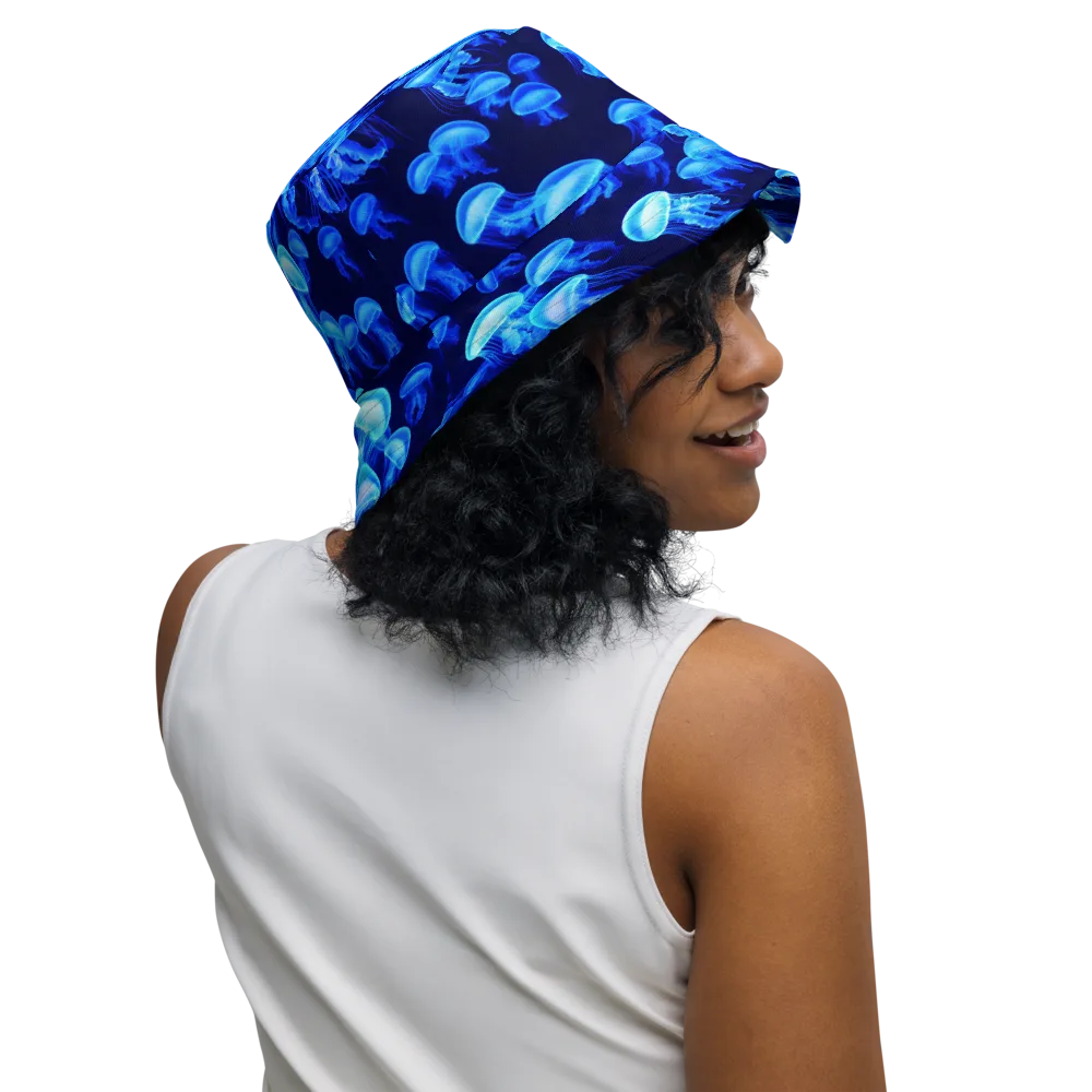 Azure Bloom on Reversible Bucket Hat — Right Outside