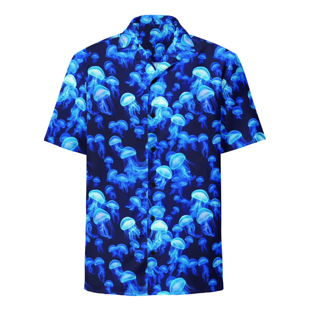 Azure Bloom on Button Shirt — Front