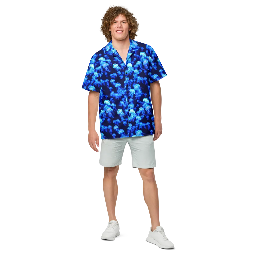 Azure Bloom on Button Shirt — Front