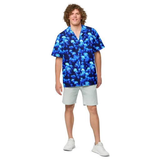 Azure Bloom on a Button Shirt