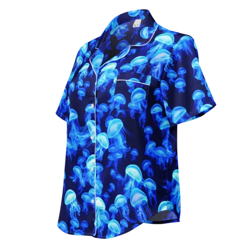 Azure Bloom on a Women's Short Sleeve Pajama Top
