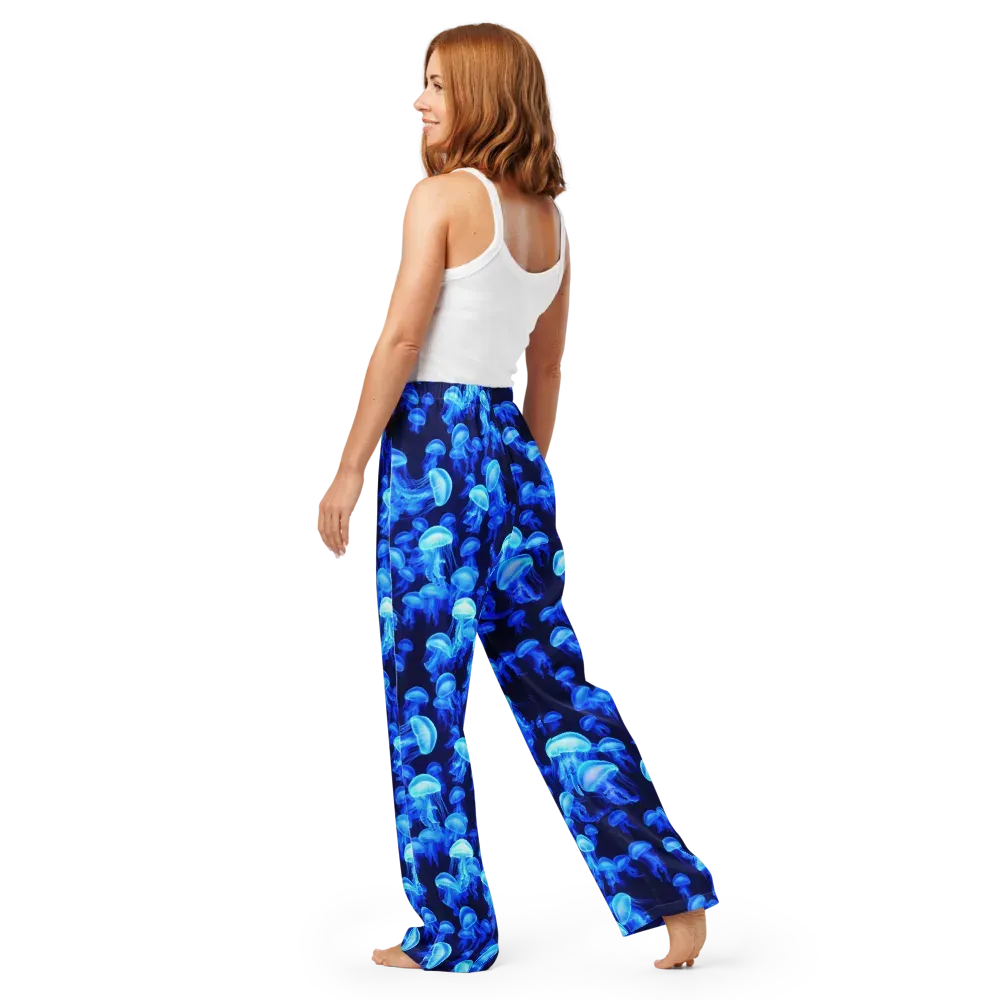 Azure Bloom on Women's Pajama Pants — Back