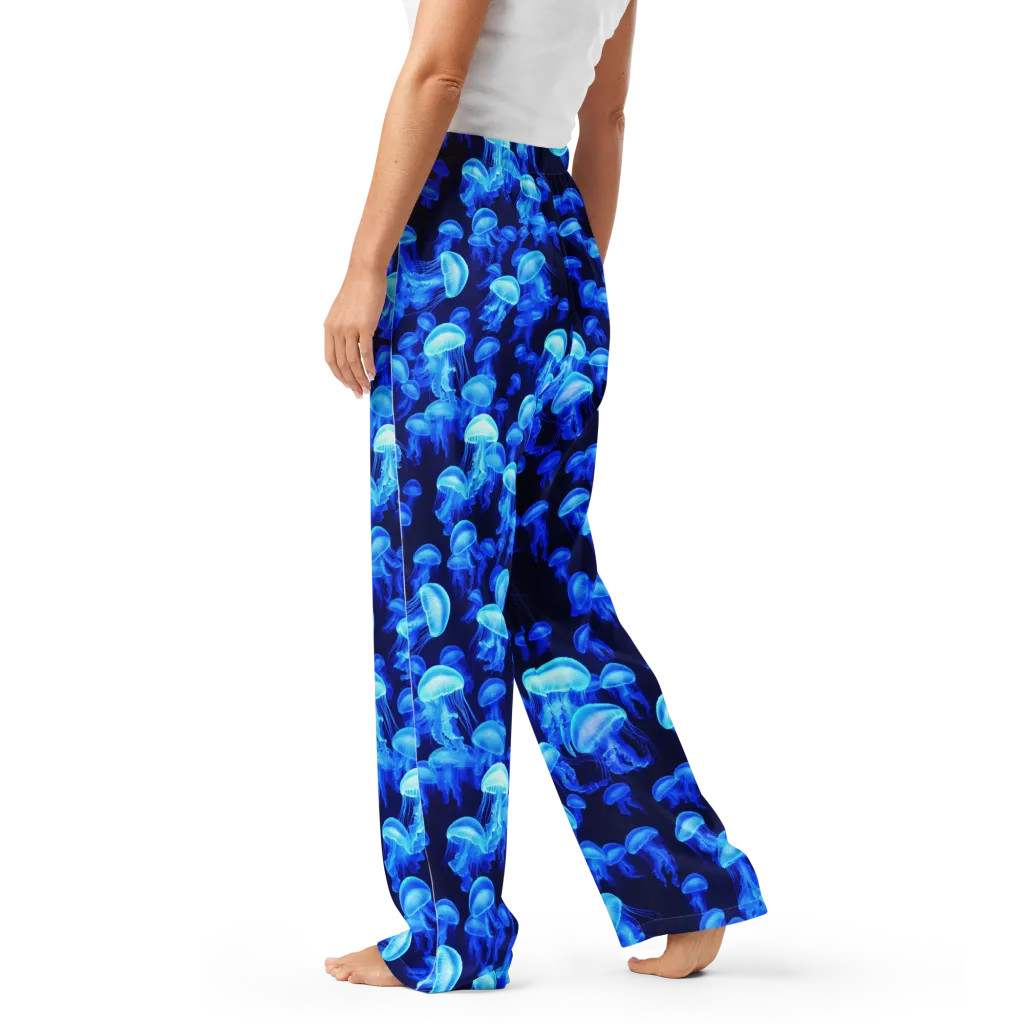 Azure Bloom on Women's Pajama Pants — Left