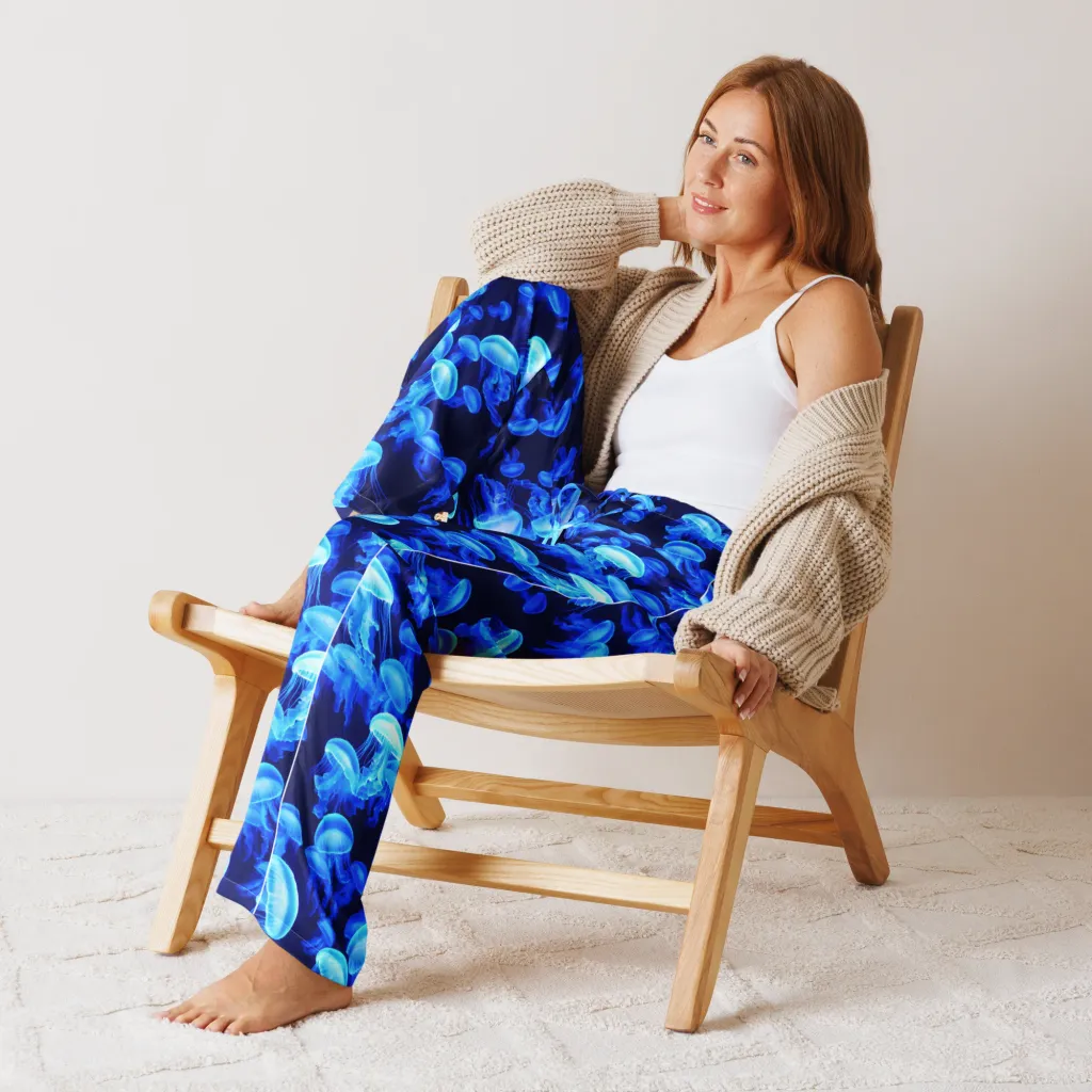 Azure Bloom on Women's Pajama Pants — Front