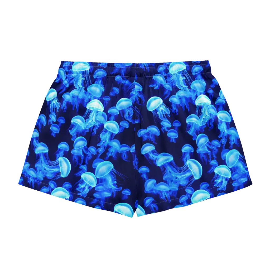 Azure Bloom on Women's Pajama Shorts — Back