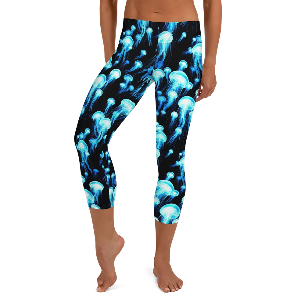 Electric Abyss on Capri Leggings — Front