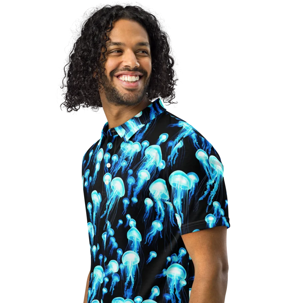 Electric Abyss on Men's Slim Fit Polo Shirt — Left Front