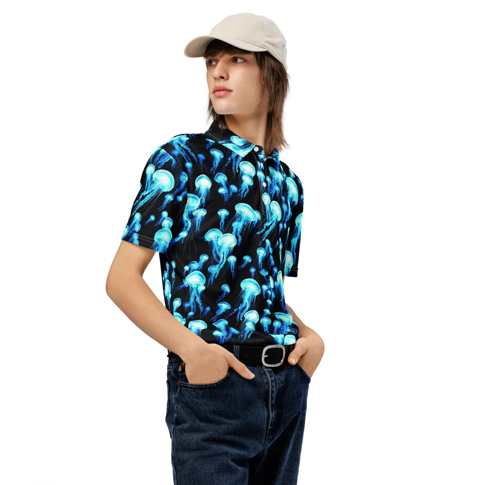 Electric Abyss on Men's Slim Fit Polo Shirt — Right Front