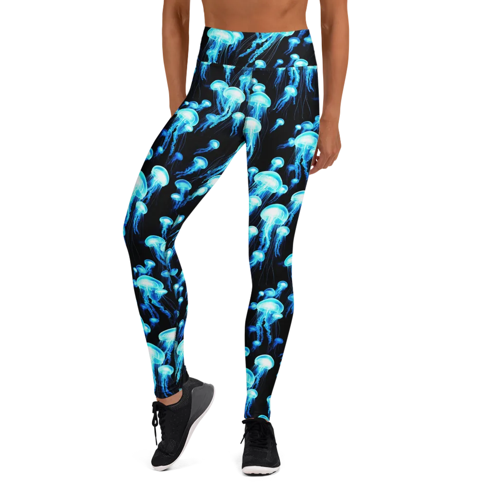 Electric Abyss on Yoga Leggings — Front