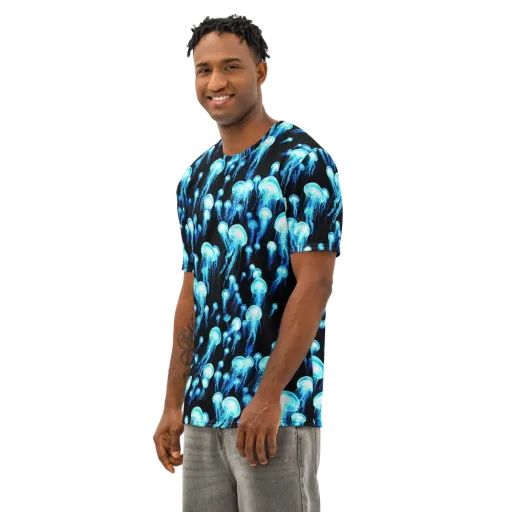 Electric Abyss on a Men's Cotton Crew Neck T-Shirt