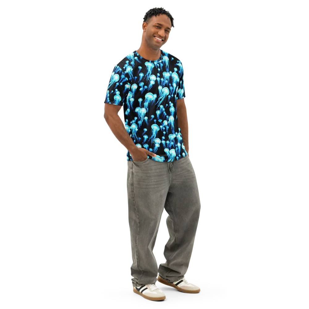 Electric Abyss on Men's Cotton Crew Neck T-Shirt — Right Front