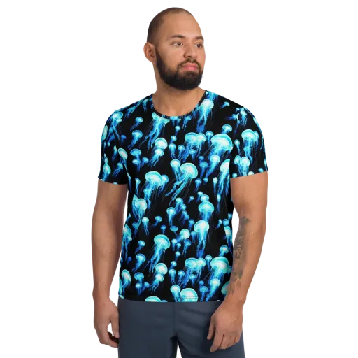 Electric Abyss on a Men's Athletic T-Shirt