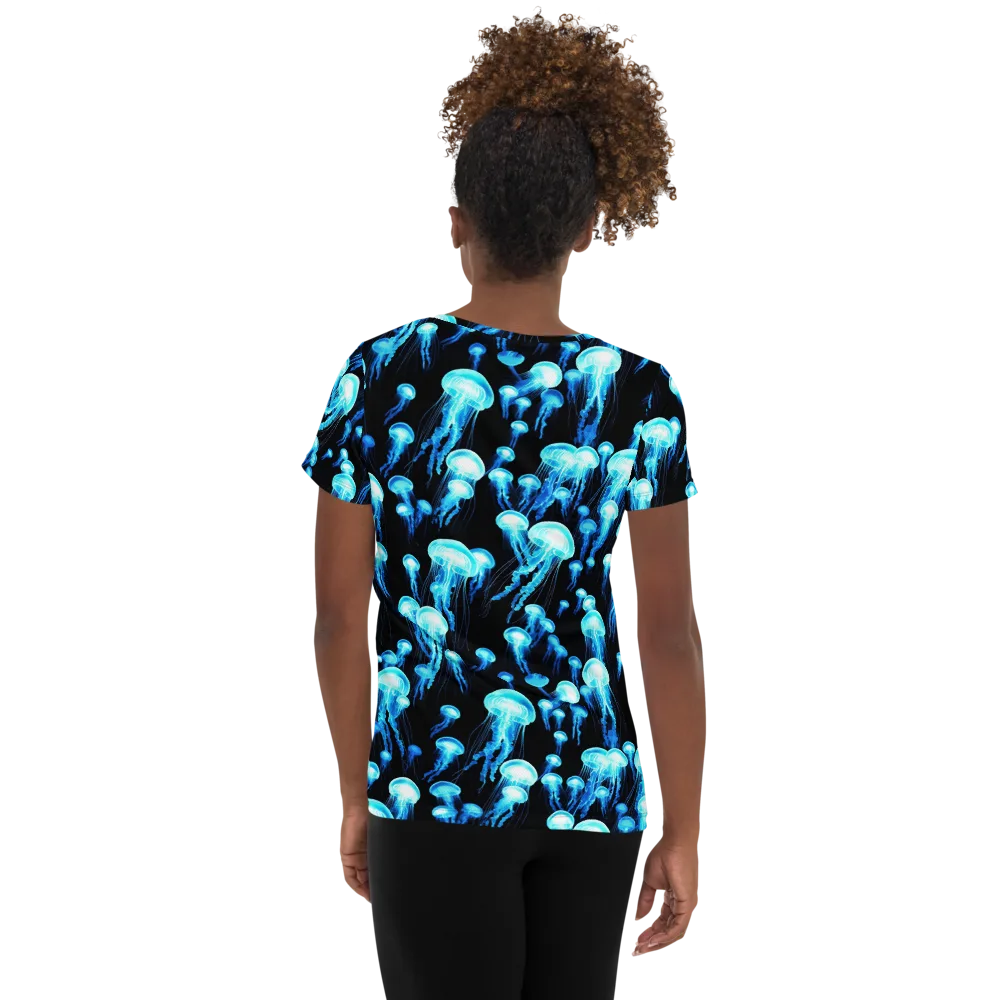 Electric Abyss on Women's Athletic T-Shirt — Back