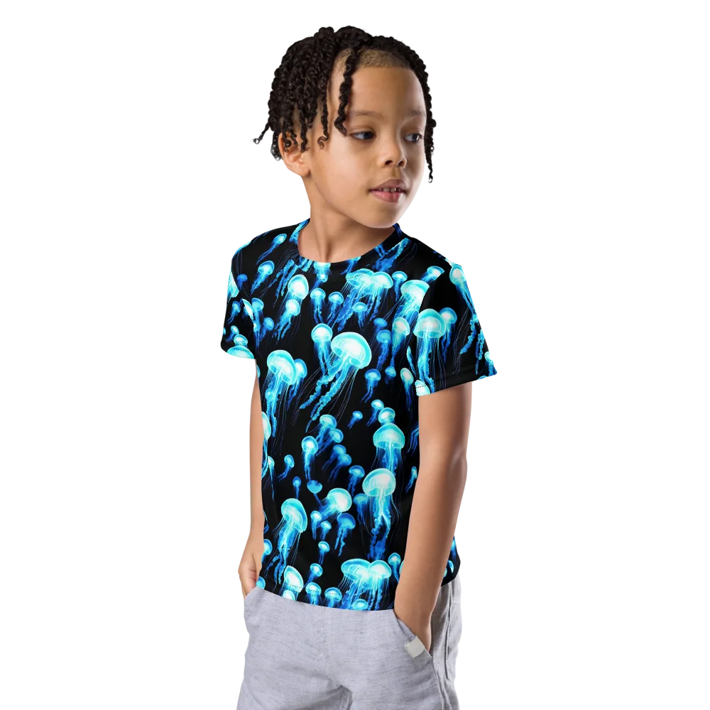 Electric Abyss on Kids Crew Neck T-Shirt — Left Front