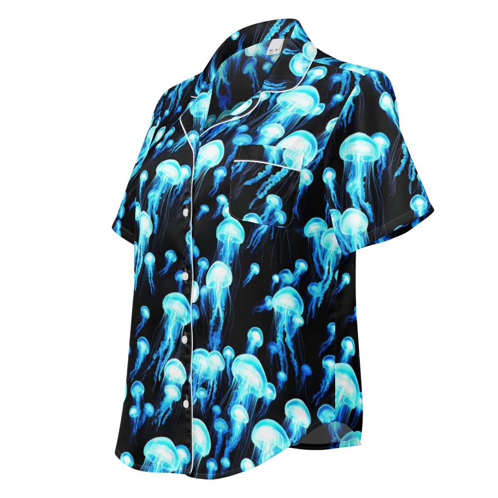 Electric Abyss on Women's Short Sleeve Pajama Top — Left Front
