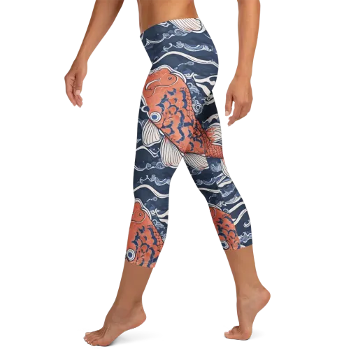 Vermilion Tide on a Capri Leggings