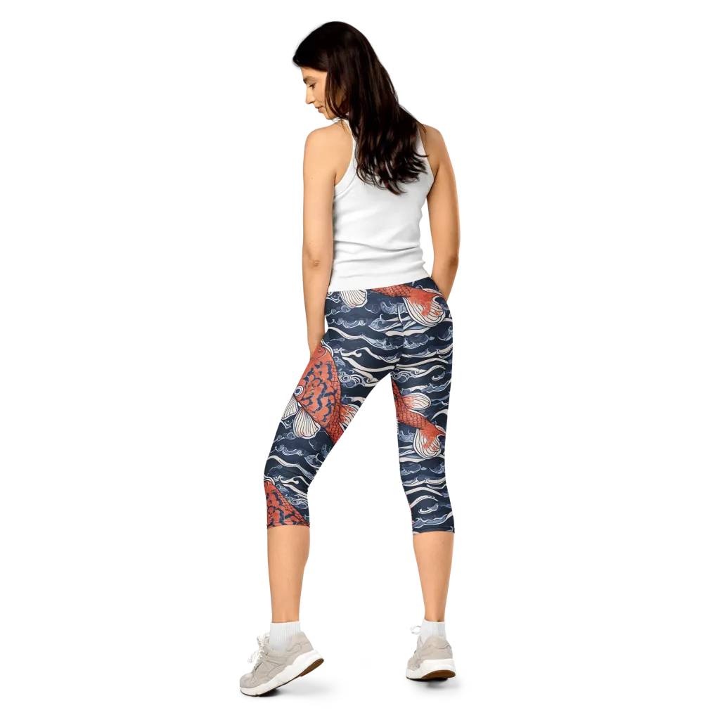 Vermilion Tide on Capri Leggings — Back