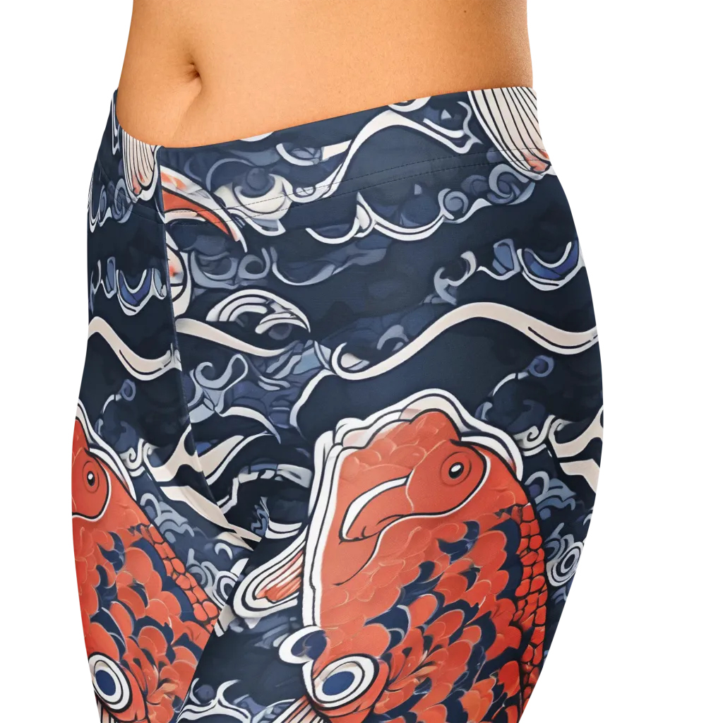 Vermilion Tide on Capri Leggings — Zoomed-in