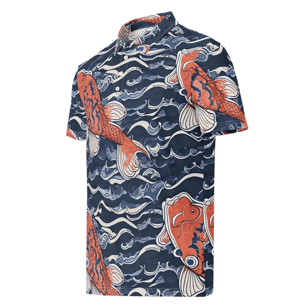 Vermilion Tide on Men's Slim Fit Polo Shirt — Left Front