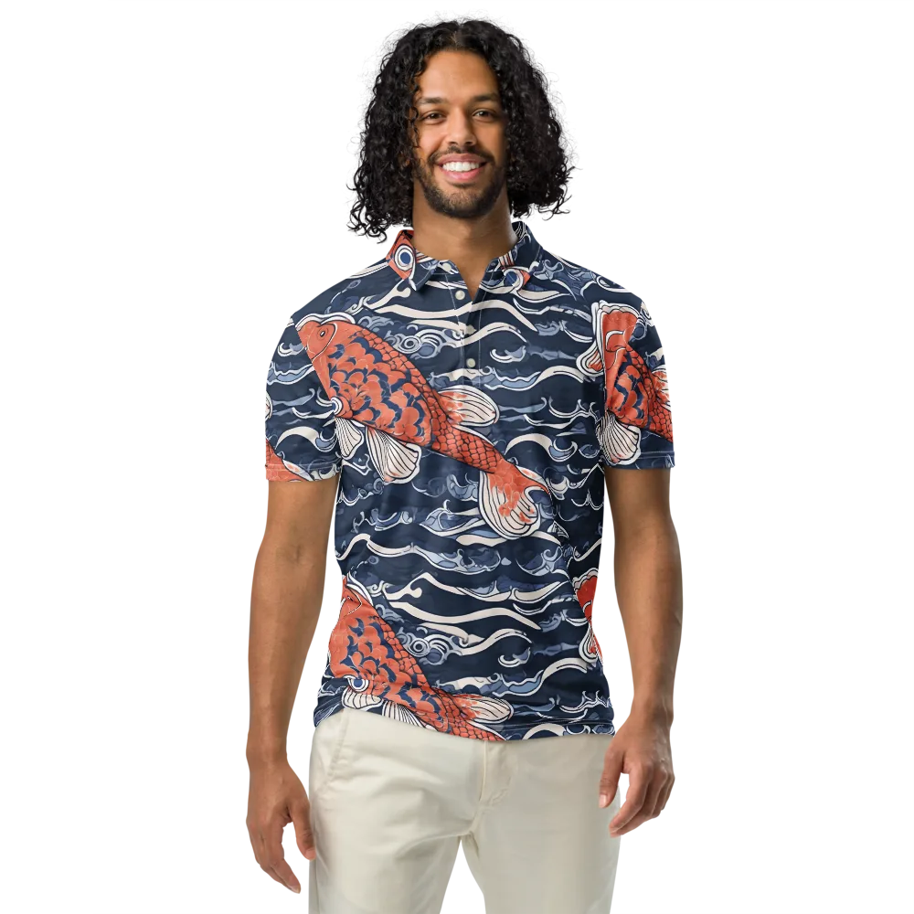Vermilion Tide on Men's Slim Fit Polo Shirt — Front