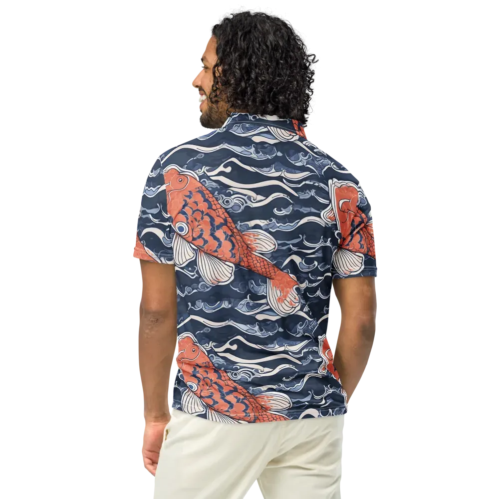 Vermilion Tide on Men's Slim Fit Polo Shirt — Back