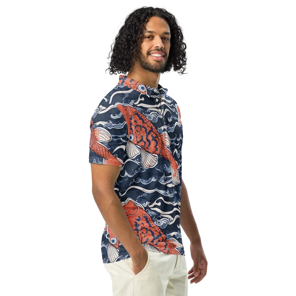 Vermilion Tide on Men's Slim Fit Polo Shirt — Right Front