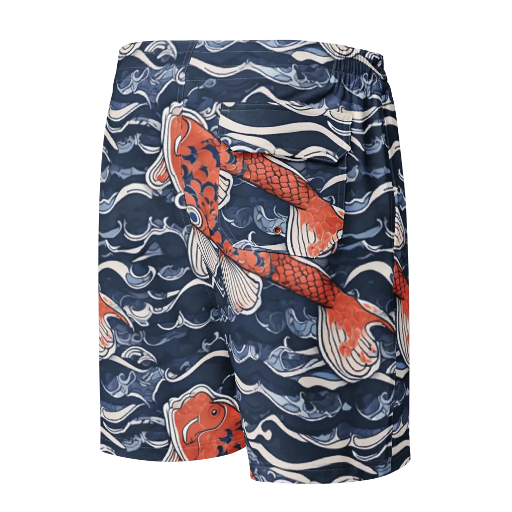 Vermilion Tide on Men's Board Shorts — Back