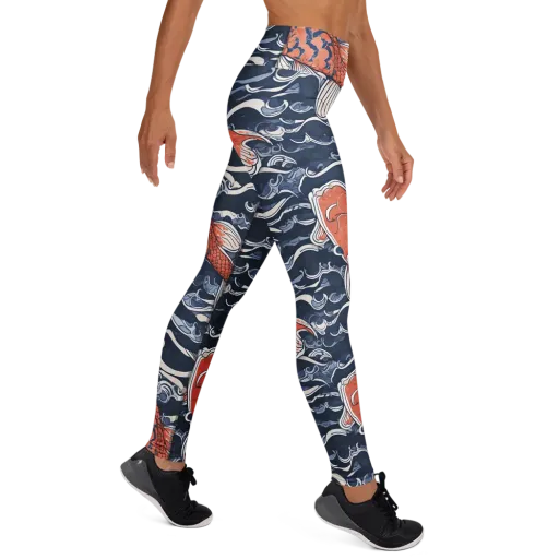 Vermilion Tide on a Yoga Leggings