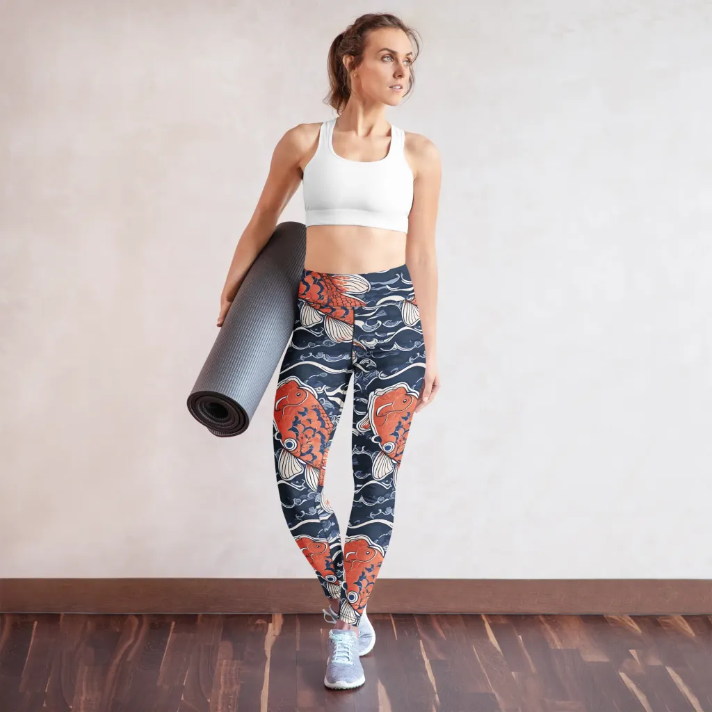 Vermilion Tide on Yoga Leggings — Front