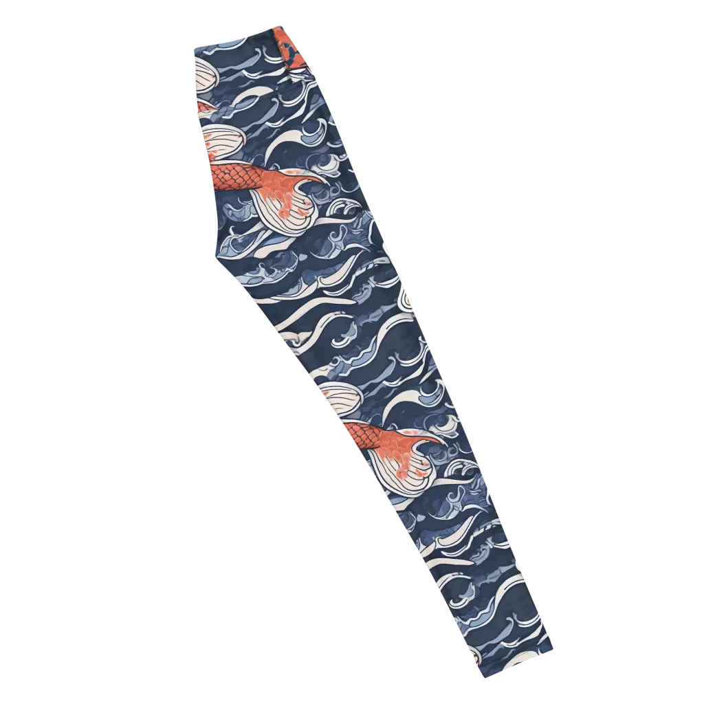 Vermilion Tide on Yoga Leggings — Right