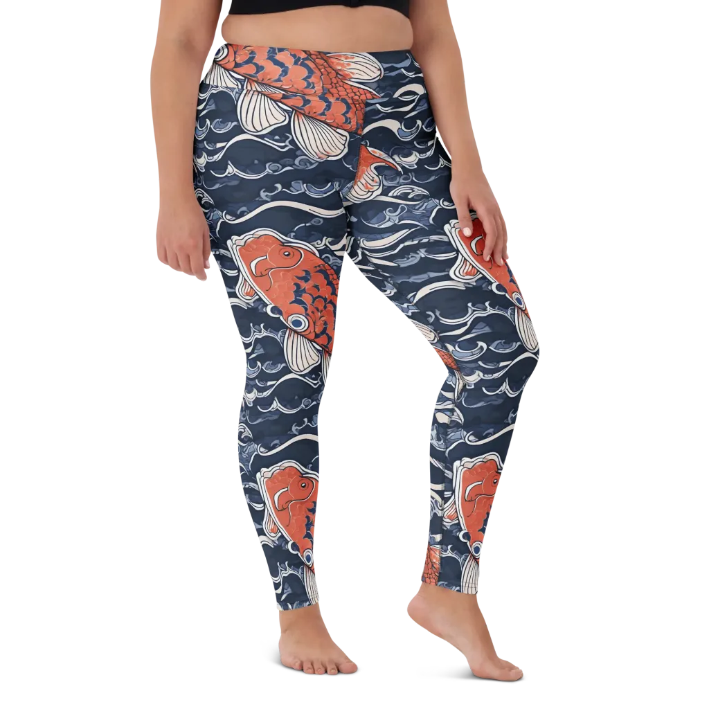 Vermilion Tide on Yoga Leggings — Front