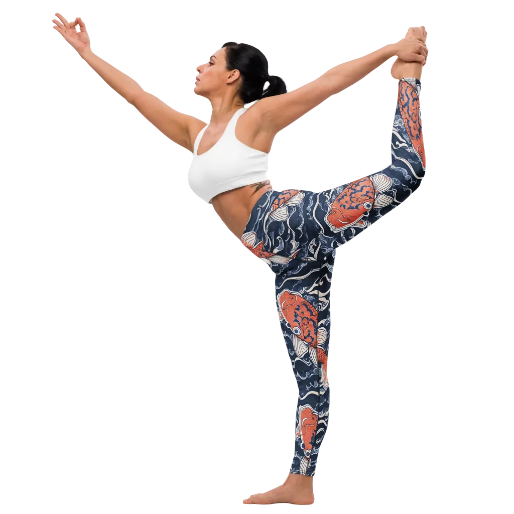 Vermilion Tide on Yoga Leggings — Left