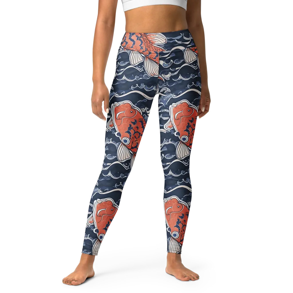 Vermilion Tide on Yoga Leggings — Front