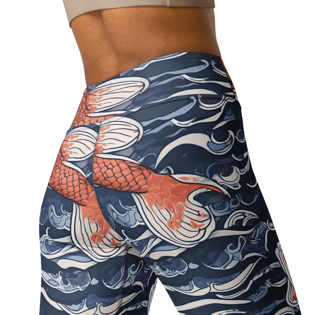 Vermilion Tide on Yoga Leggings — Back