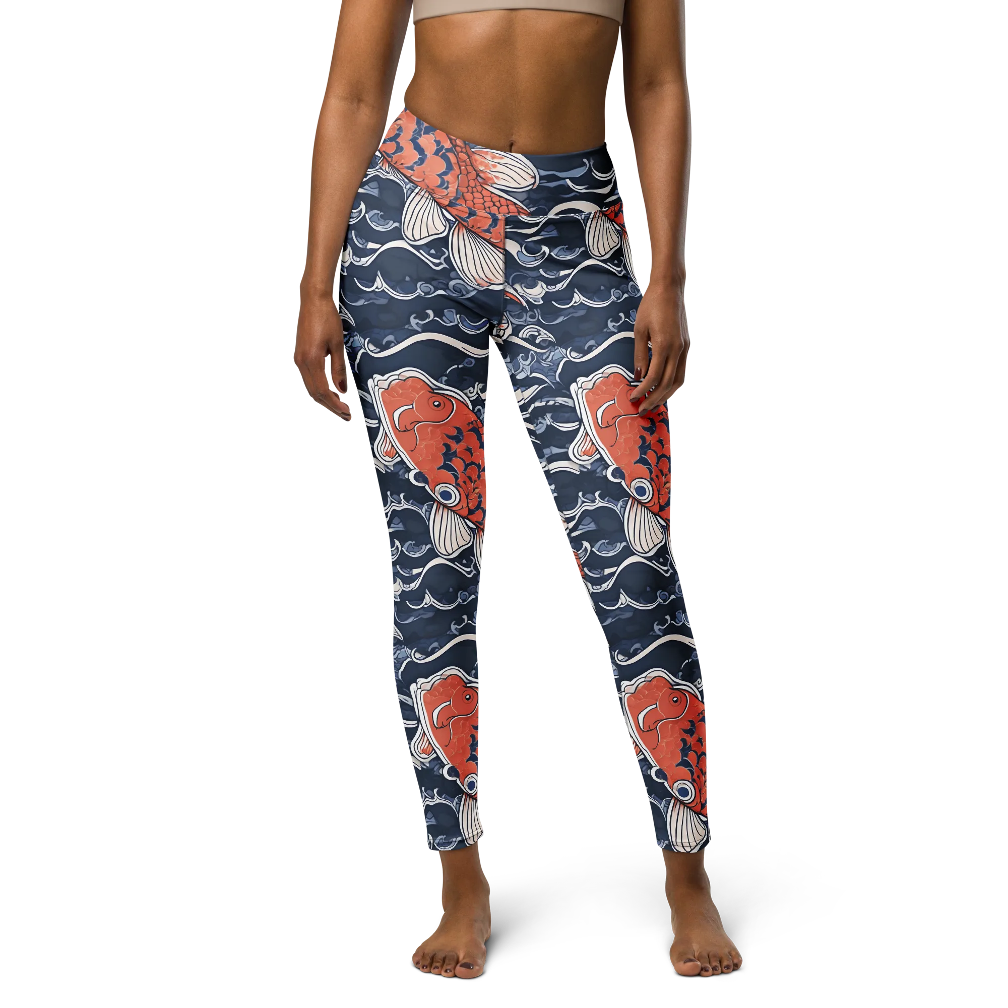 Vermilion Tide on Yoga Leggings — Front