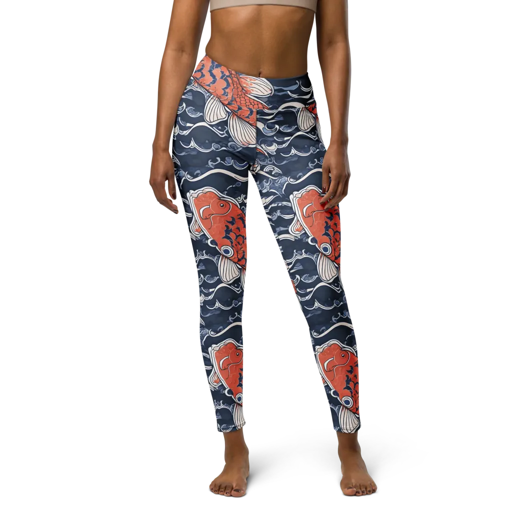 Vermilion Tide on Yoga Leggings — Front