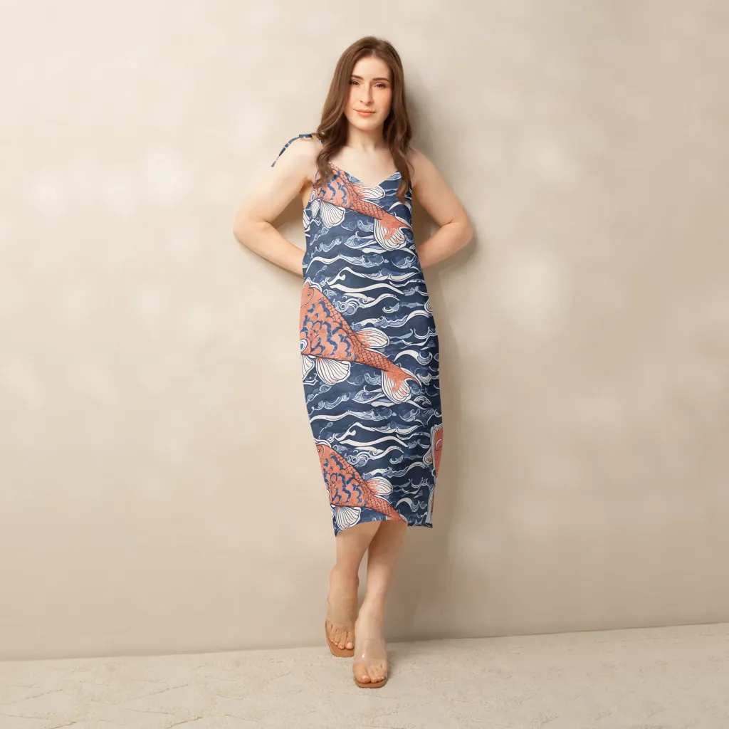 Vermilion Tide on Slip Dress — Front