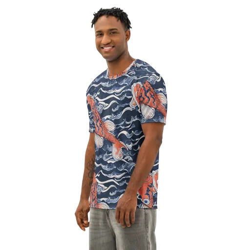 Vermilion Tide on a Men's Cotton Crew Neck T-Shirt