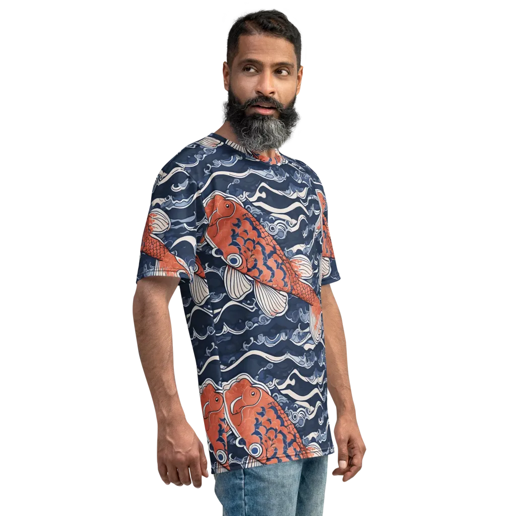 Vermilion Tide on Men's Crew Neck T-Shirt — Right