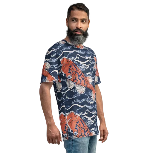 Vermilion Tide on a Men's Crew Neck T-Shirt