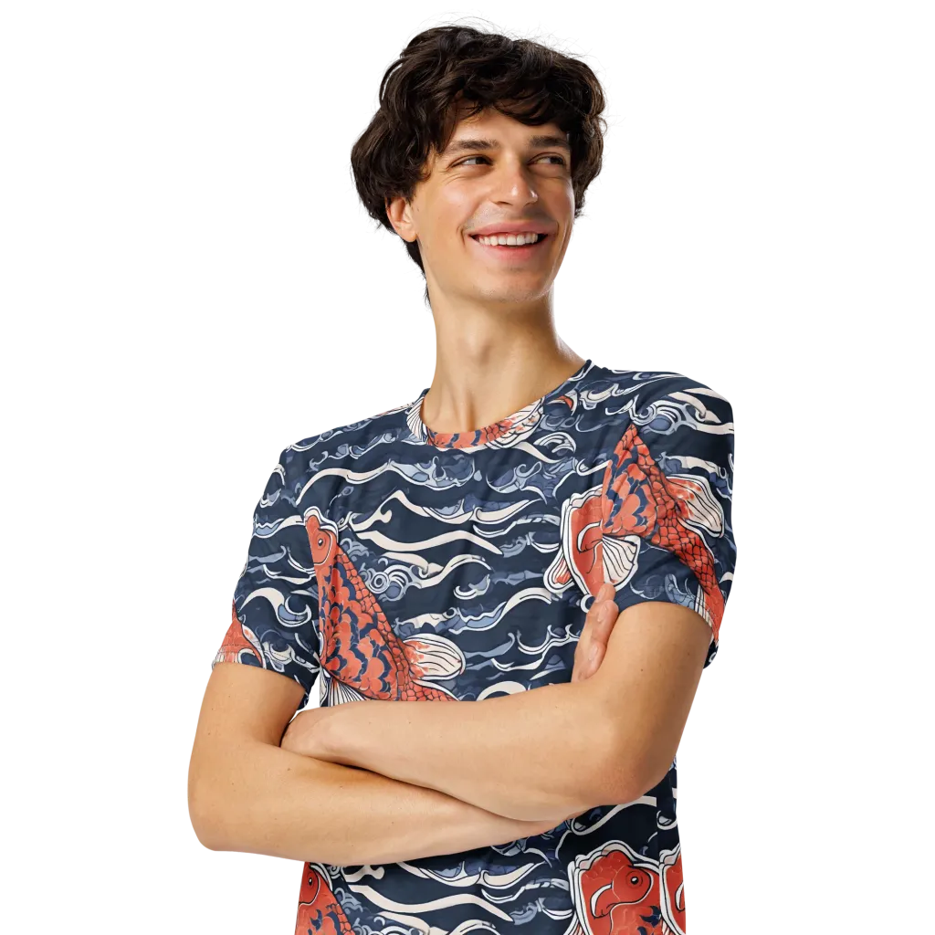 Vermilion Tide on Men's Crew Neck T-Shirt — Left Front