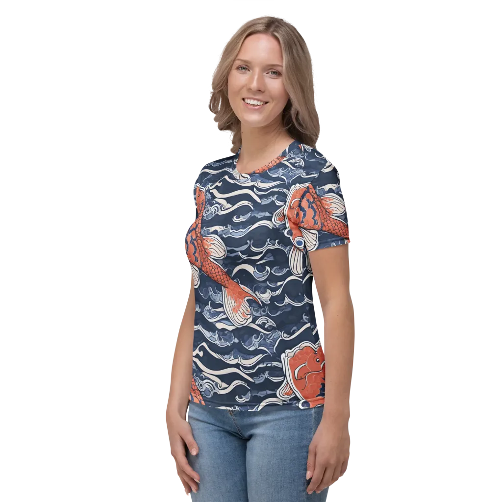 Vermilion Tide on Women's Crew Neck T-Shirt — Left
