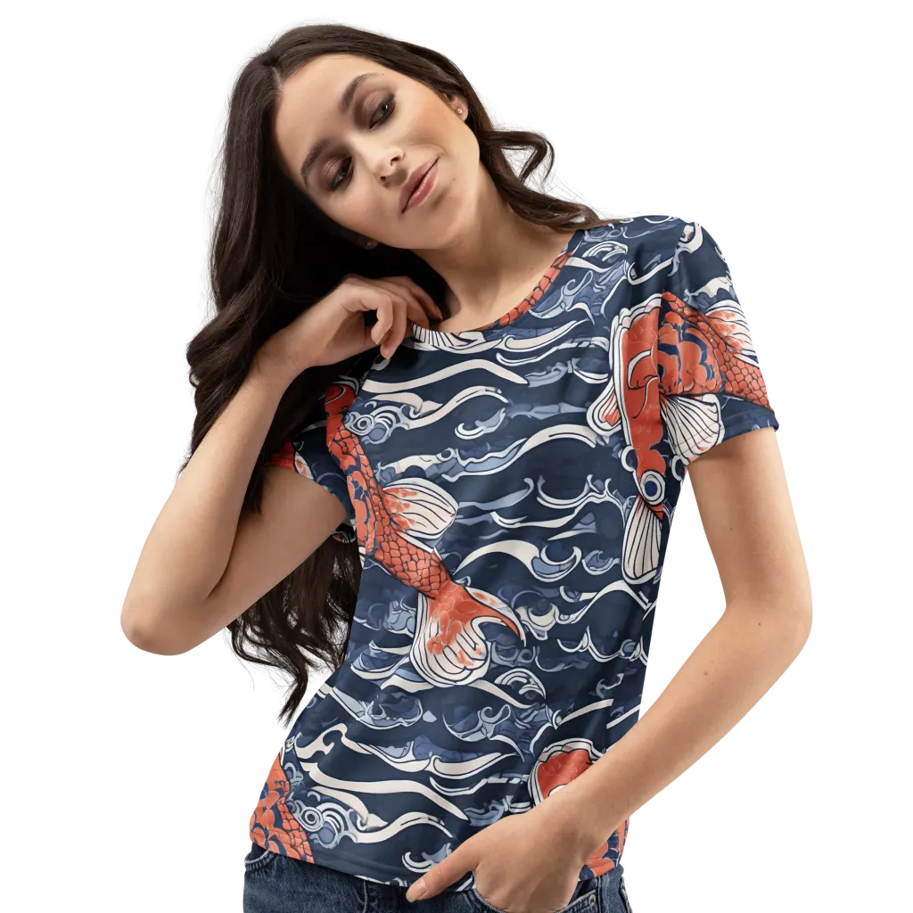 Vermilion Tide on Women's Crew Neck T-Shirt — Left Front