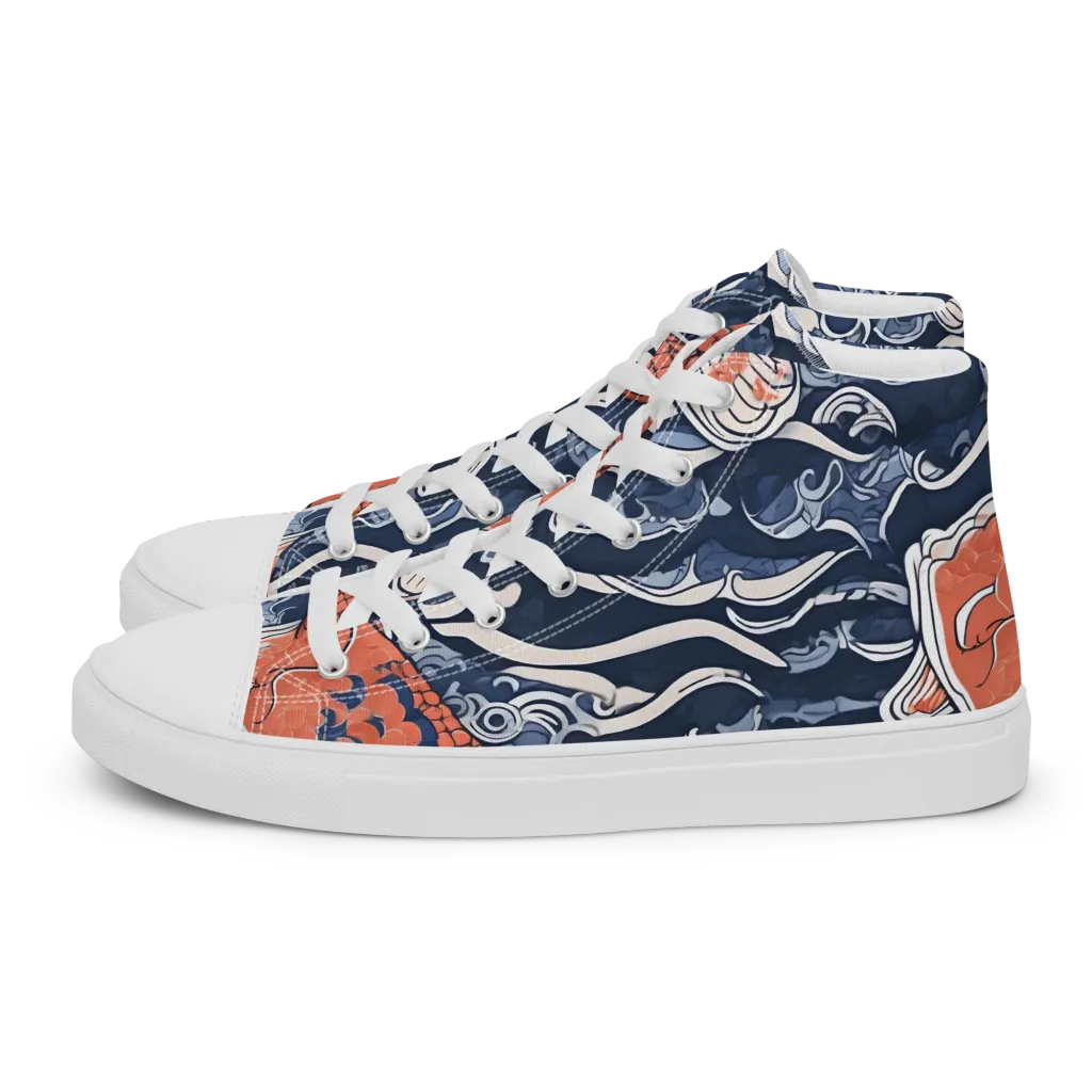 Vermilion Tide on Women's High Top Canvas Shoes — Left
