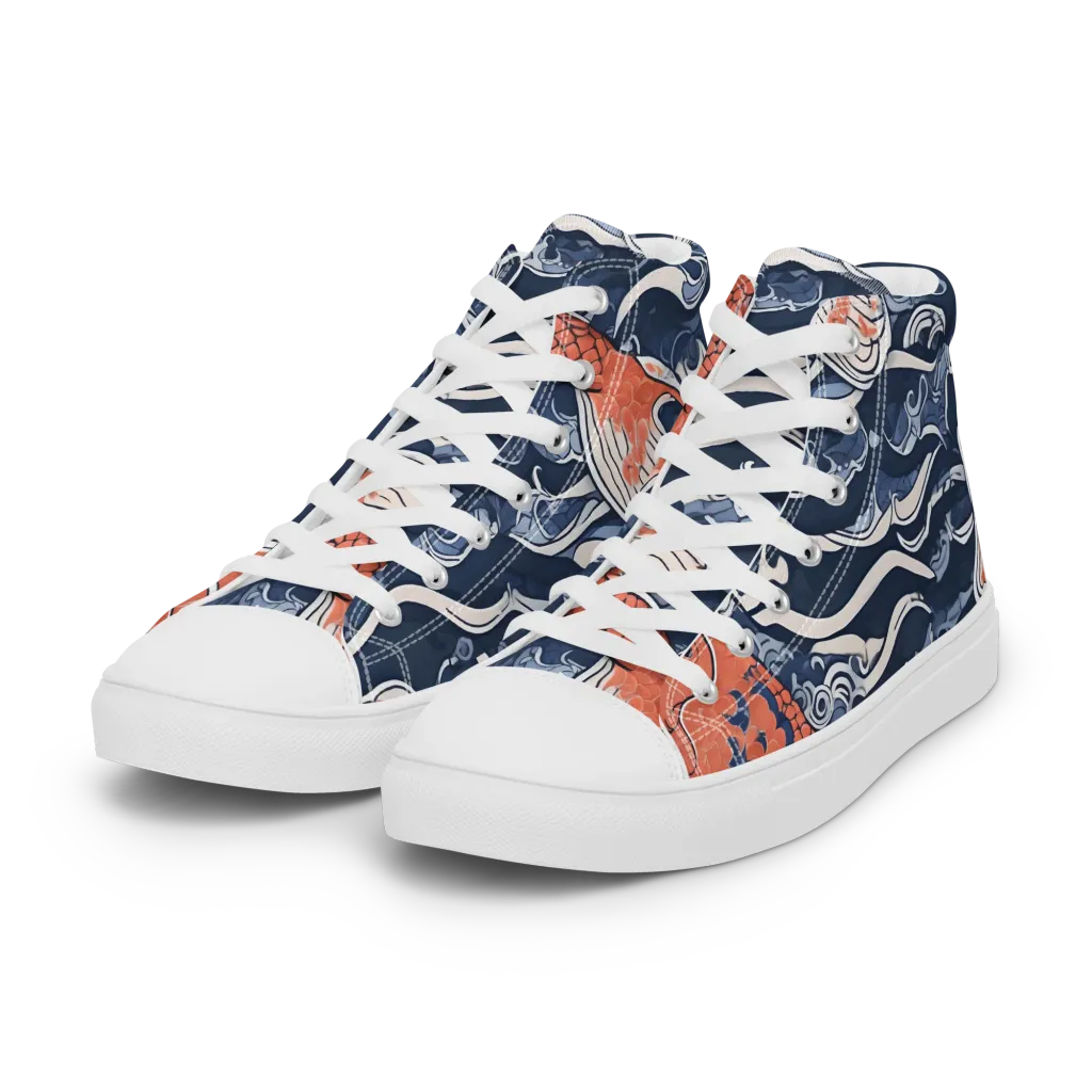 Vermilion Tide on Women's High Top Canvas Shoes — Left Front