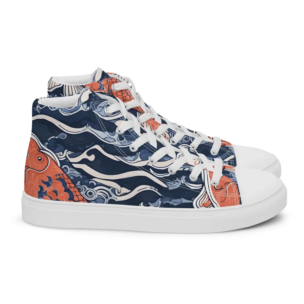 Vermilion Tide on Women's High Top Canvas Shoes — Right
