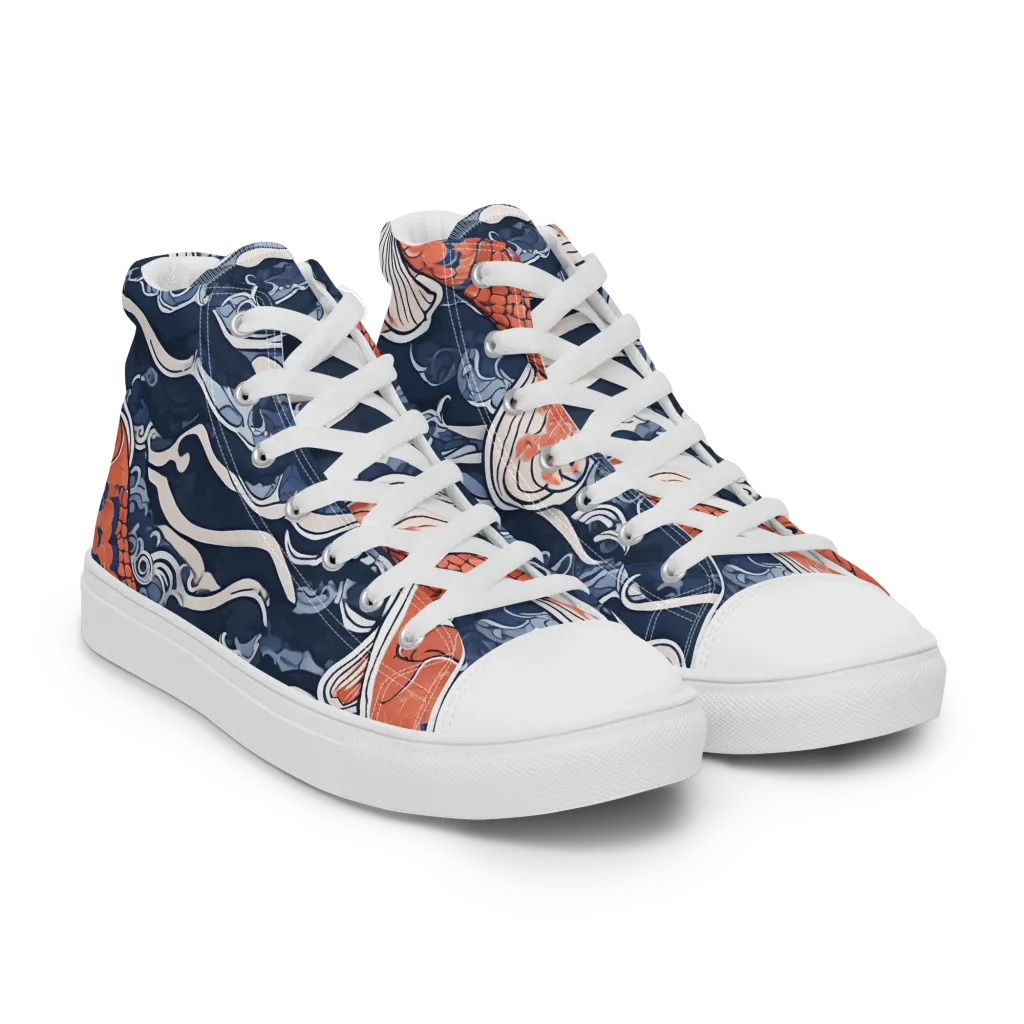 Vermilion Tide on Women's High Top Canvas Shoes — Right Front