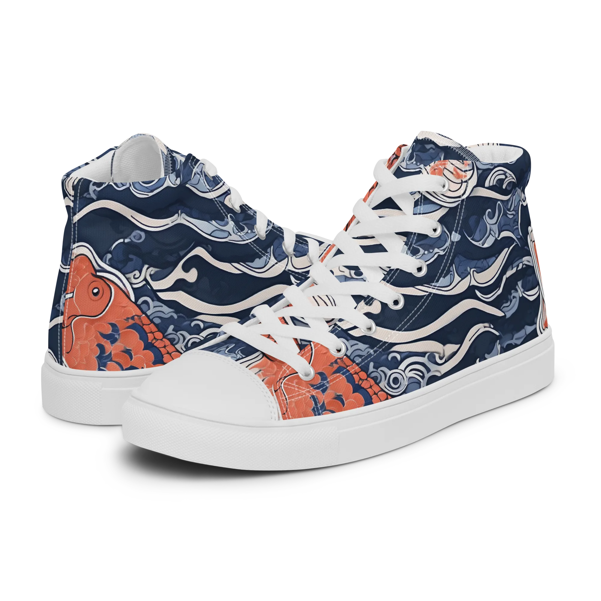 Vermilion Tide on Women's High Top Canvas Shoes — Left